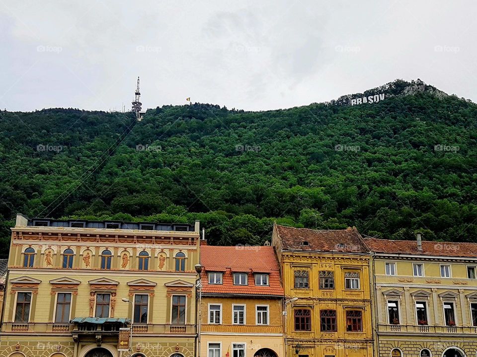 buildings from Brasov and Tampa hill, Romania