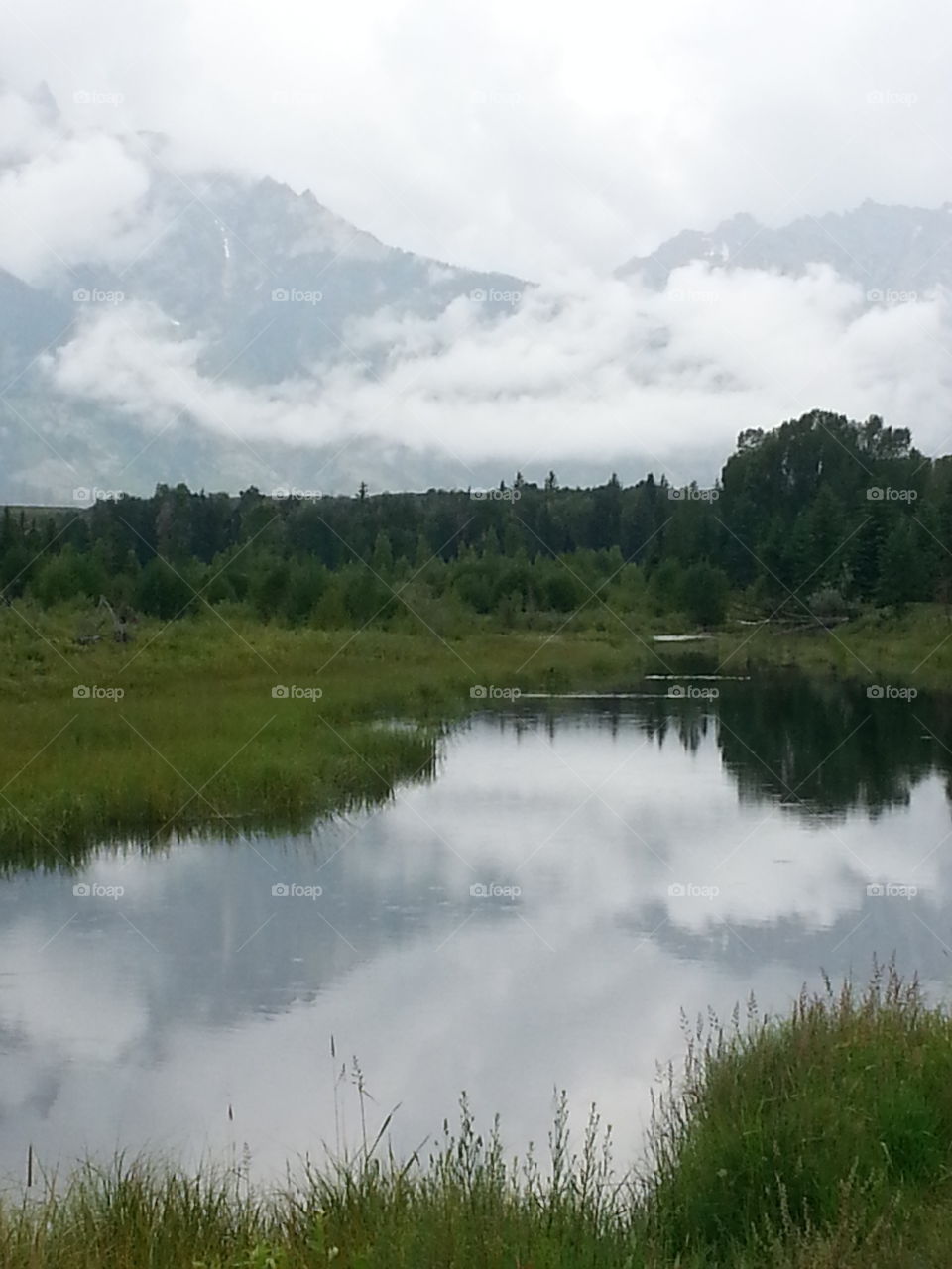 Snake River Teton Reflection. A reflection of the Great Teton mountains in the Snake River