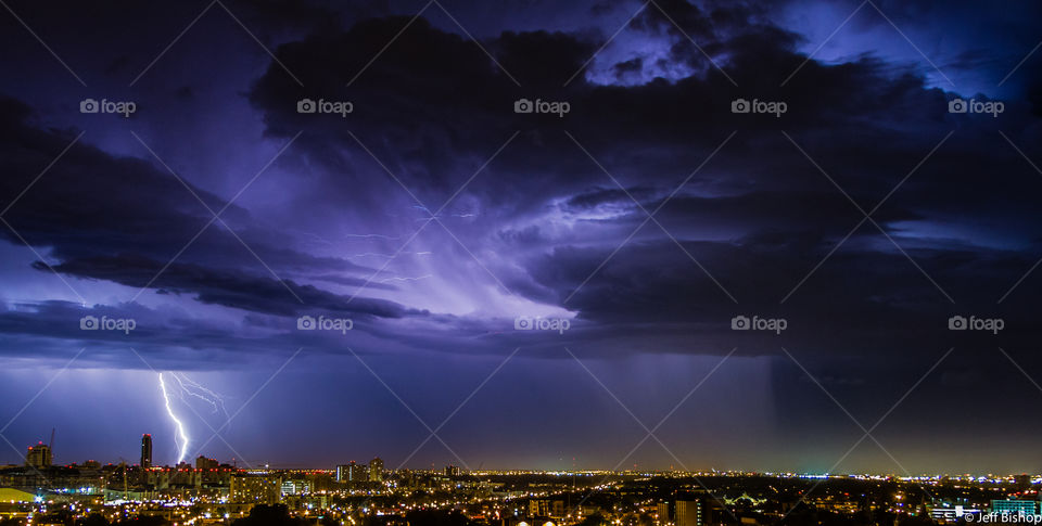 Thunderstorm over city