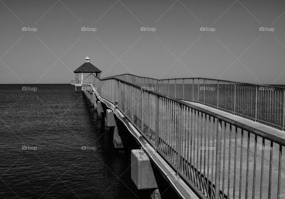Bridge, Water, Monochrome, Sea, No Person