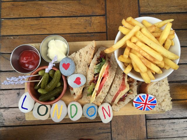 Fries and sandwich for breakfast