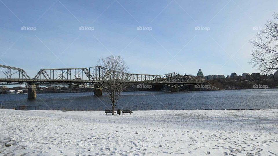 Water, Bridge, Winter, River, Landscape
