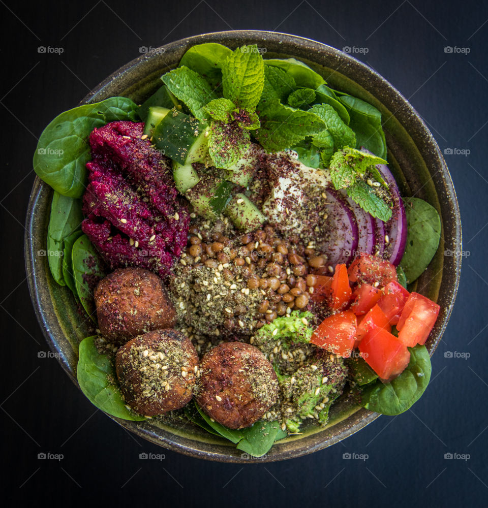 High angle view of falafel