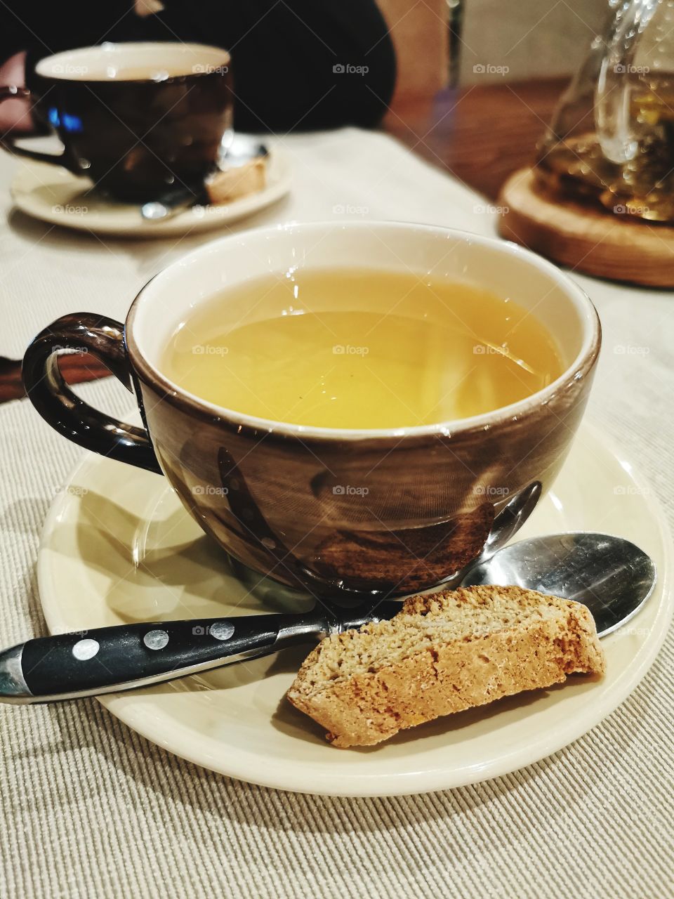 Tea time herbal ceremony cake served drink view table day part