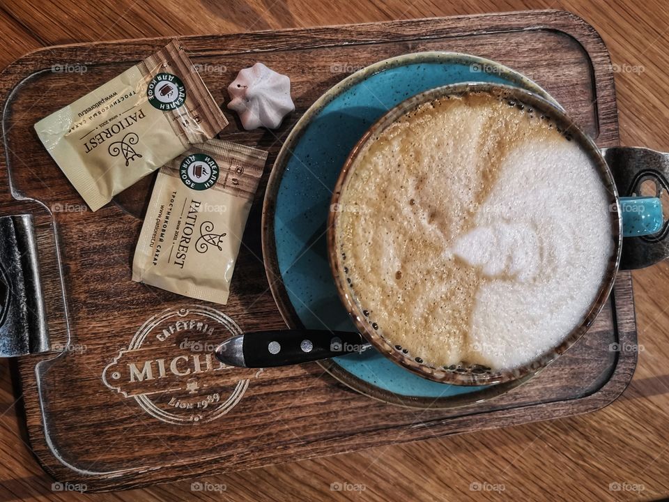 Coffee served drink view table day part