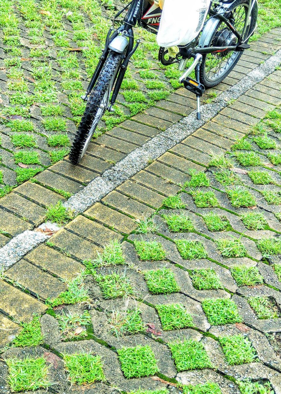 Shapes: rectangle. parking lot (cars). this design can absorb water, so provides environmental protection (to the earth), the bricks and grass have water absorbtion. they also look beautiful and practical.