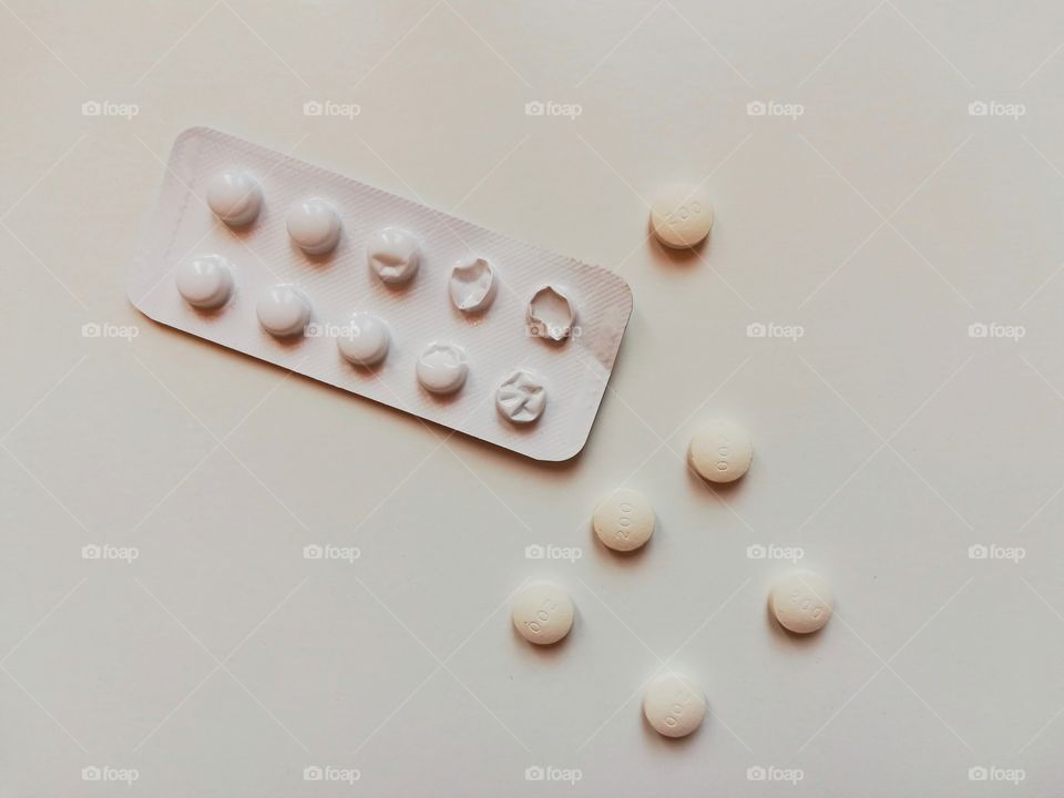 Blister pack of white pills