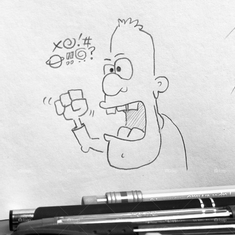 Pencil drawing - angry man
