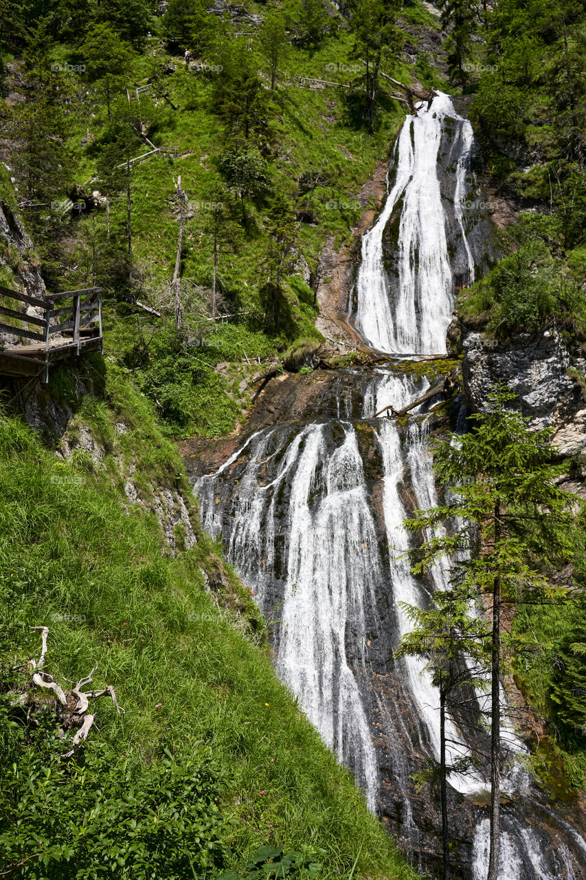 The waterfall in the Alps