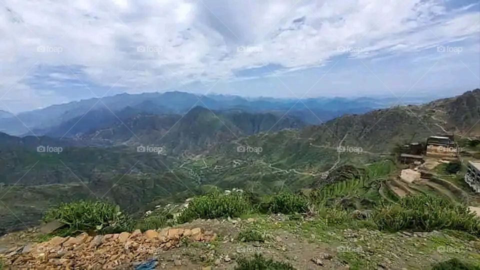 Glory be to God, the magnificent and picturesque view and the natural green trees are a view that is nothing more wonderful than it