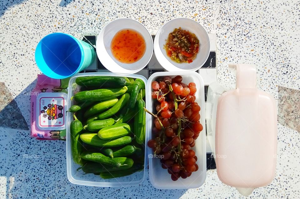 Veggies and fruits,on the table