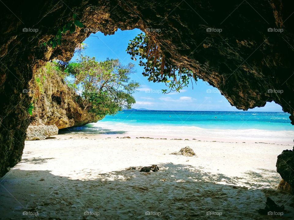 The cave in paradise cove in the Philippines