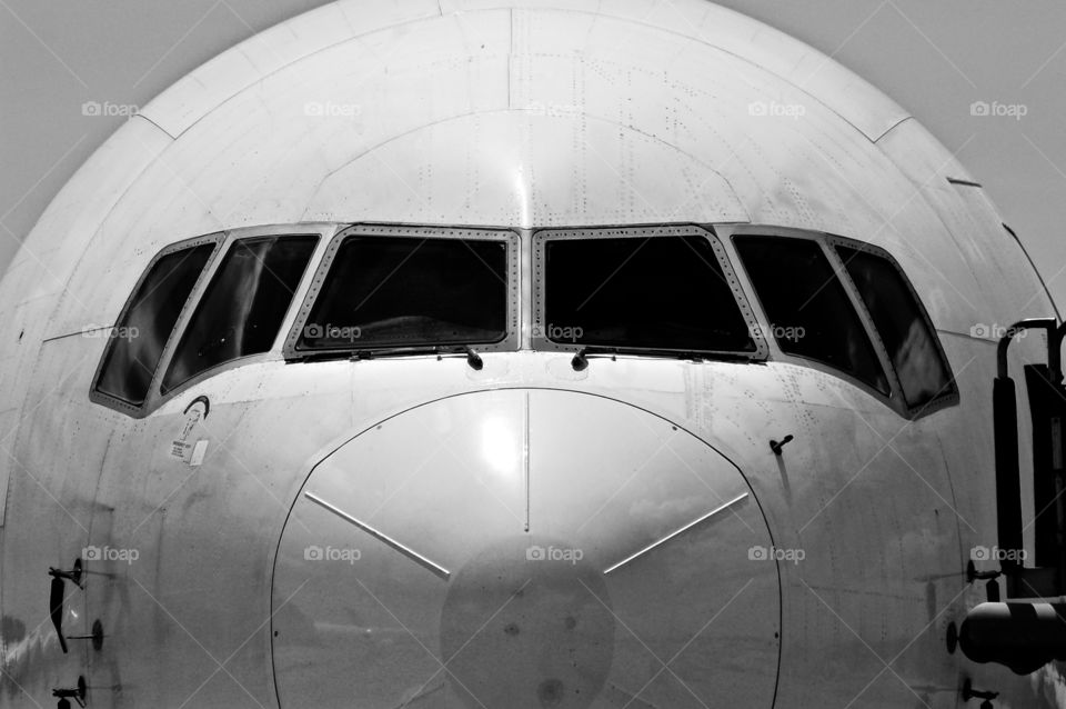 767 jet closeup. Taken from the cargo apron at Harrisburg International Airport.
