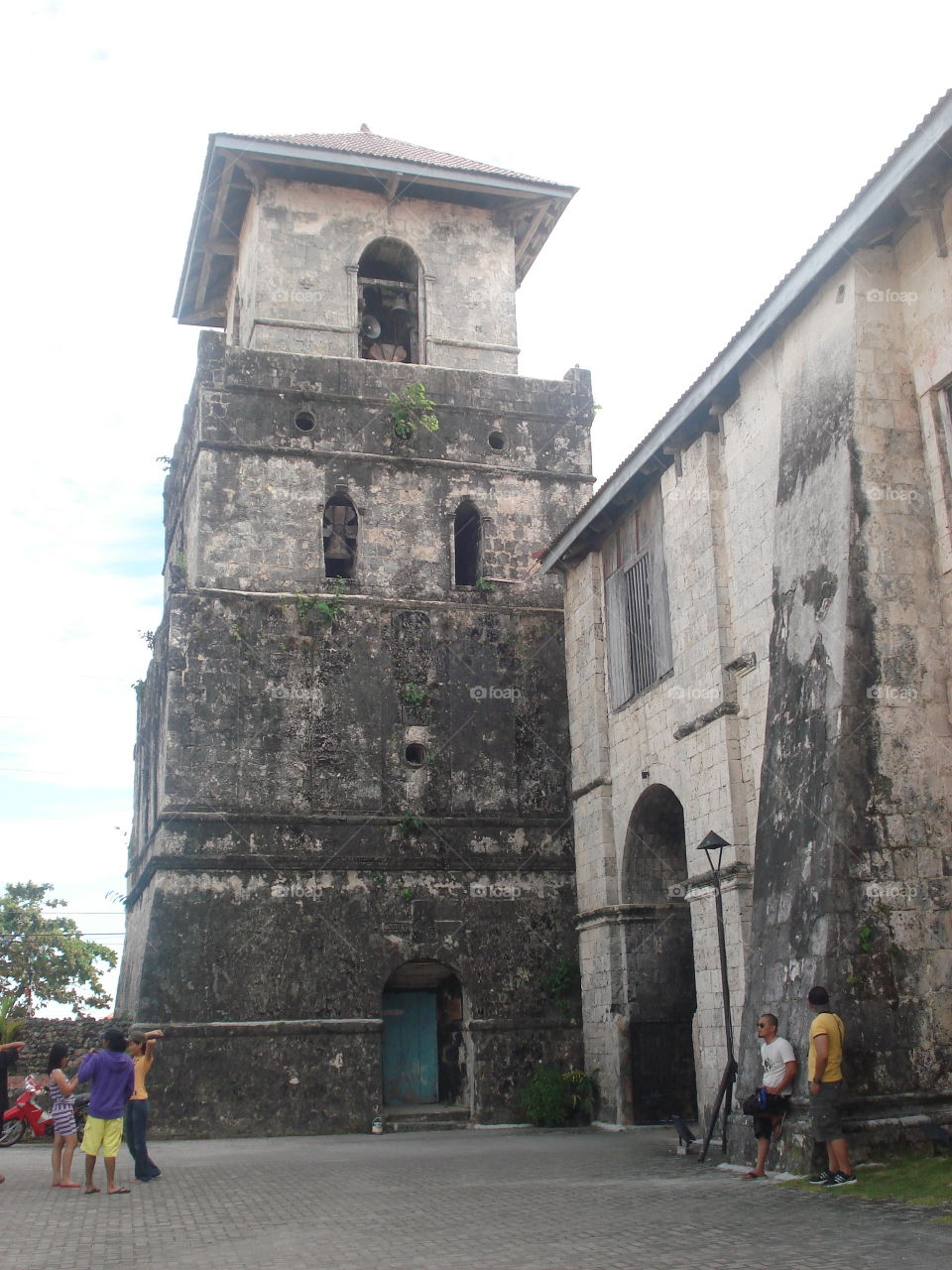 baclayon church bell tower bohol. the bell tower before the bohol earthquake