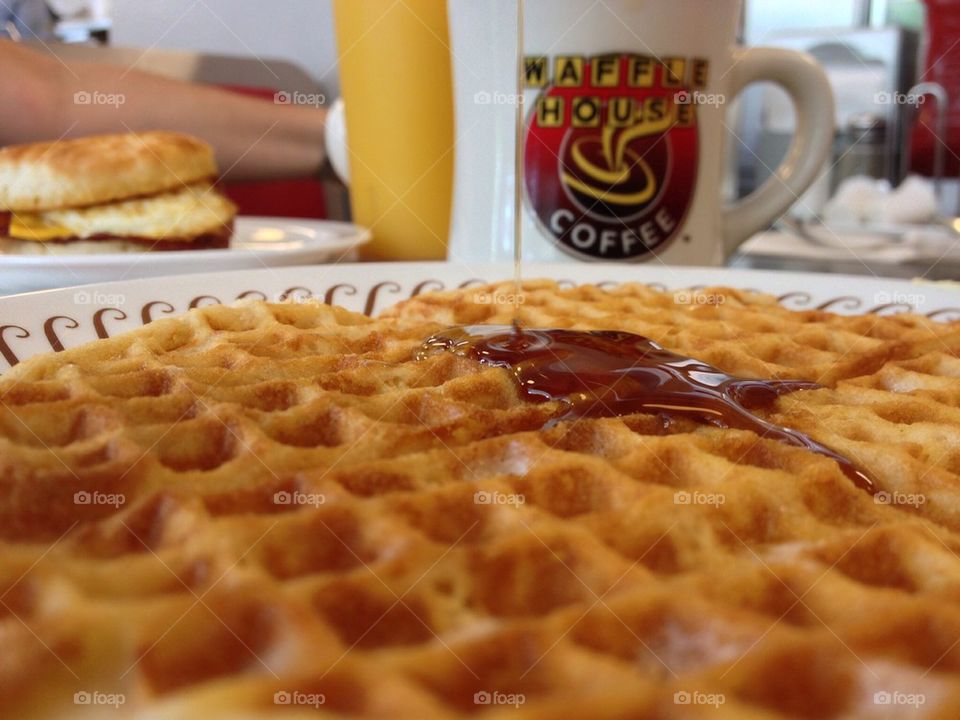 Waffles with syrup, a no brainer temptation!