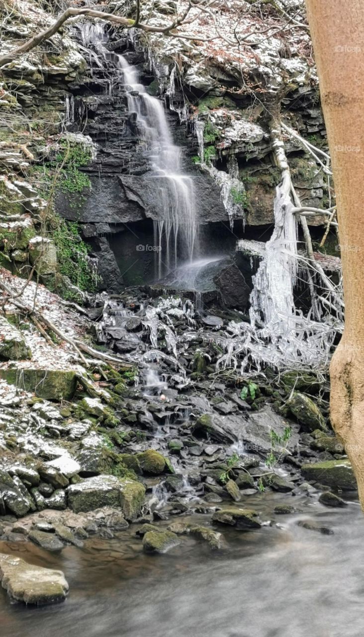 Waterfall and icicles