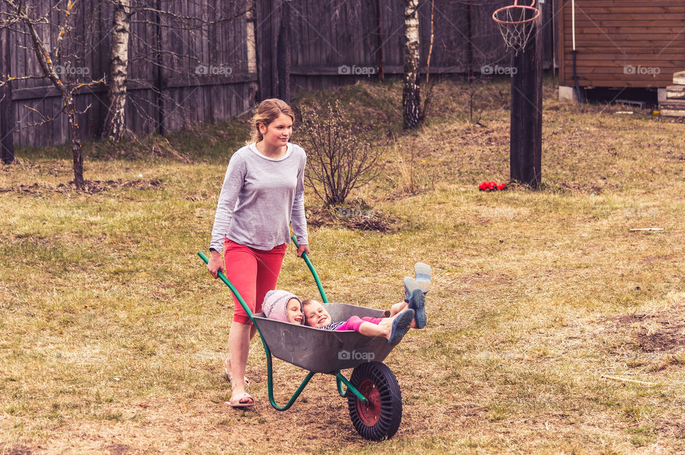 Kids playing in the garden