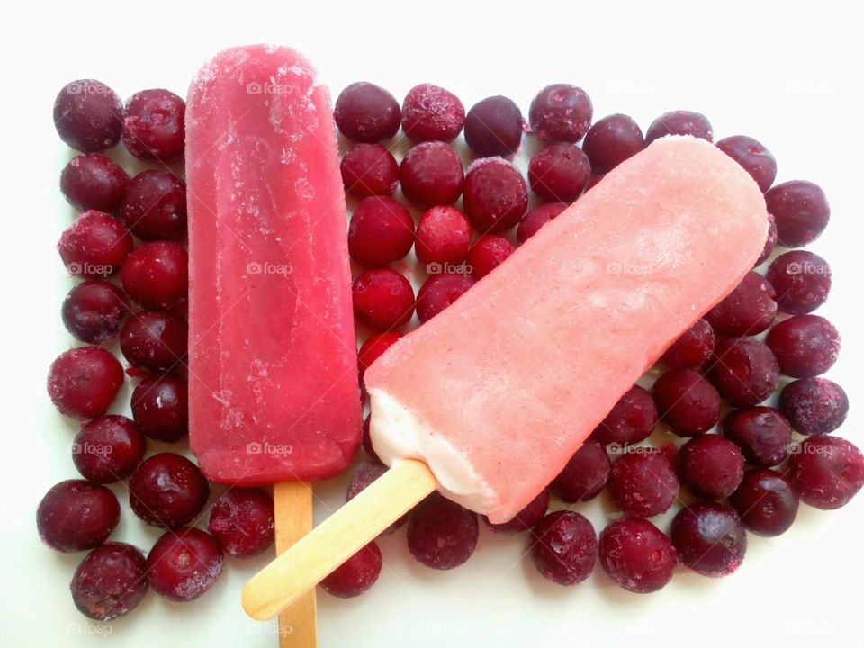 ice cream and cherry frozen