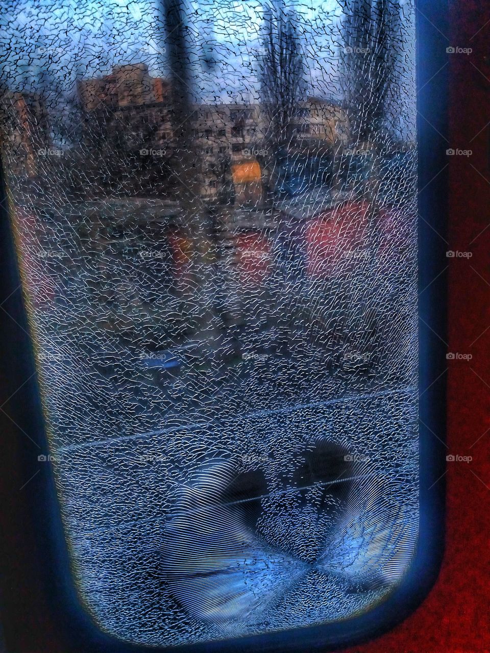 broken train glass