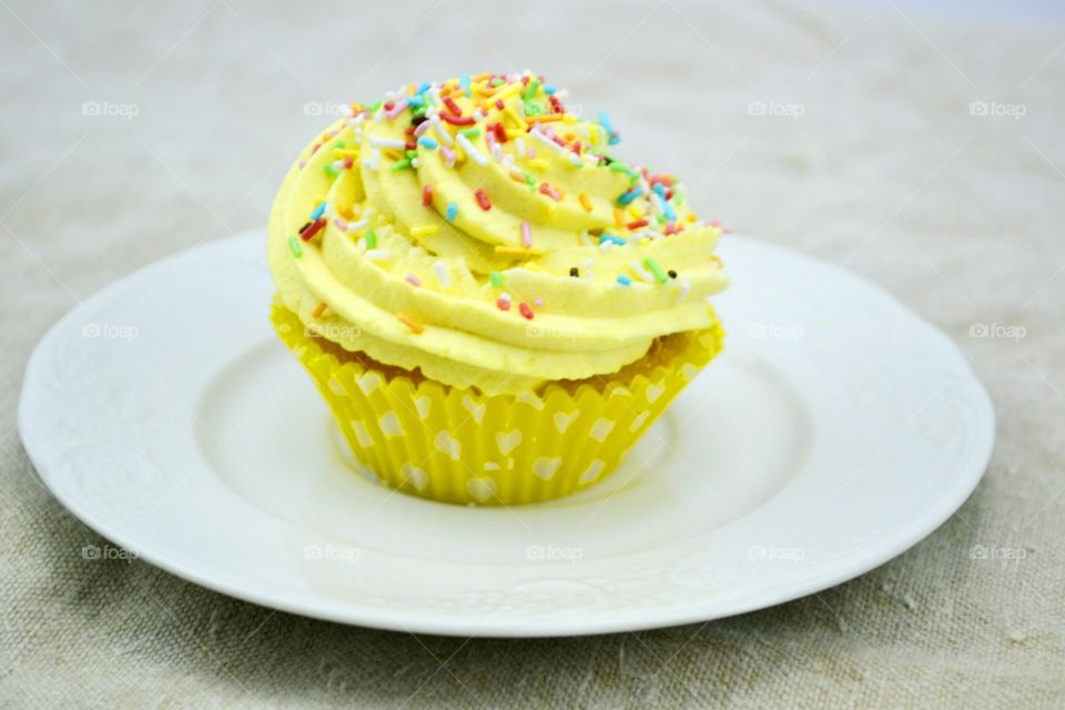 Close-up of cupcake in plate