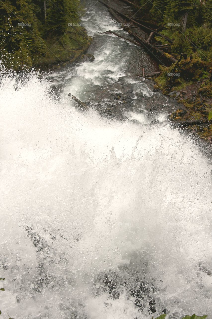 down the waterfall