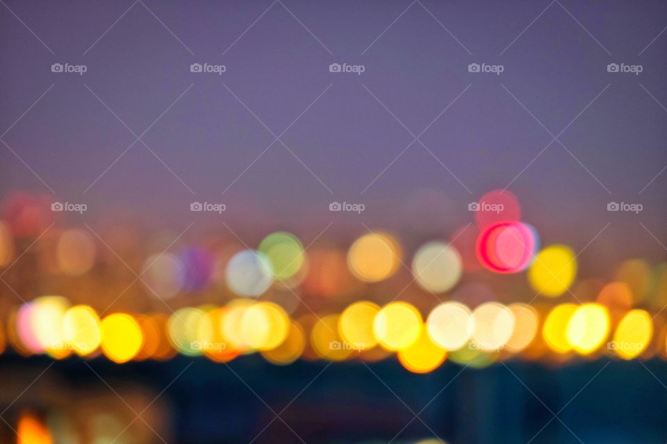 Bokeh of night light in Bangkok Thailand