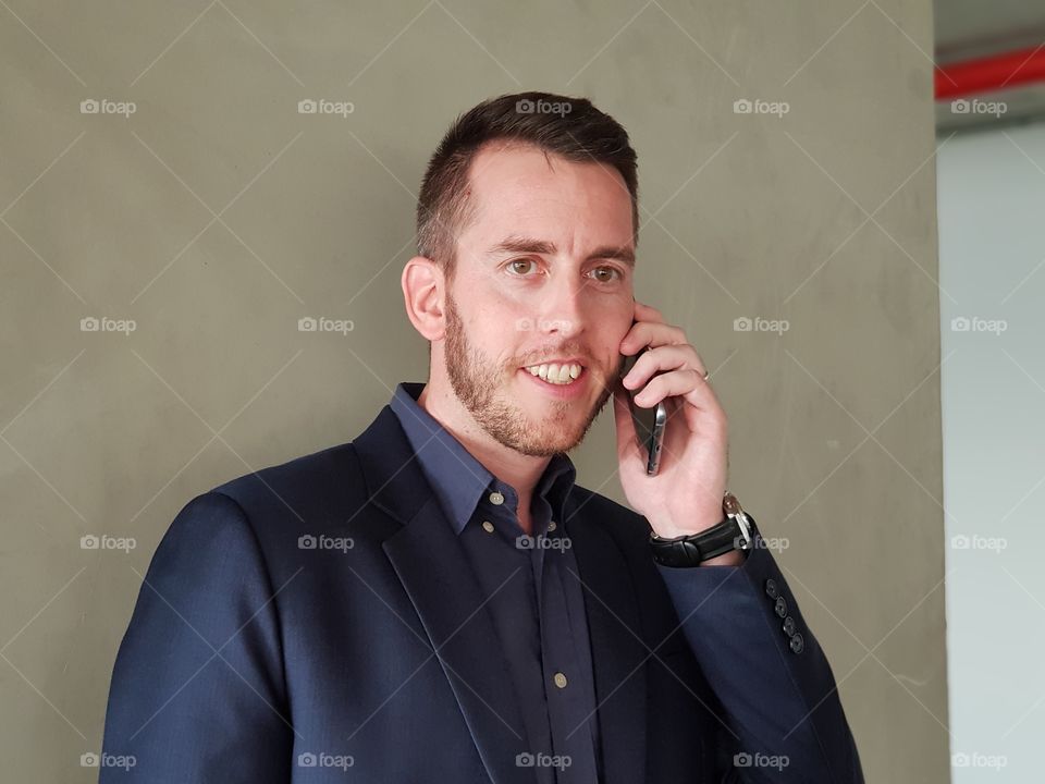 Man, Telephone, Indoors, Portrait, Fine Looking