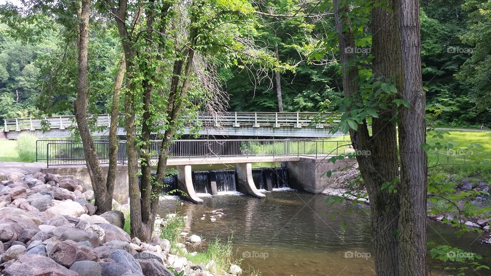 Walking Bridge at the Park. Mineral Springs Park, MN, USA