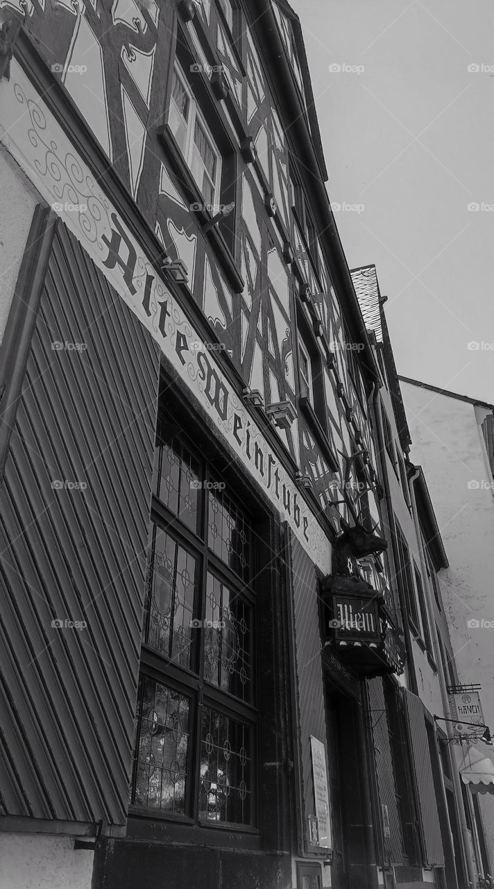 Architecture photography of a building in black and white /beautiful streets and buildings in Old Towns and cities