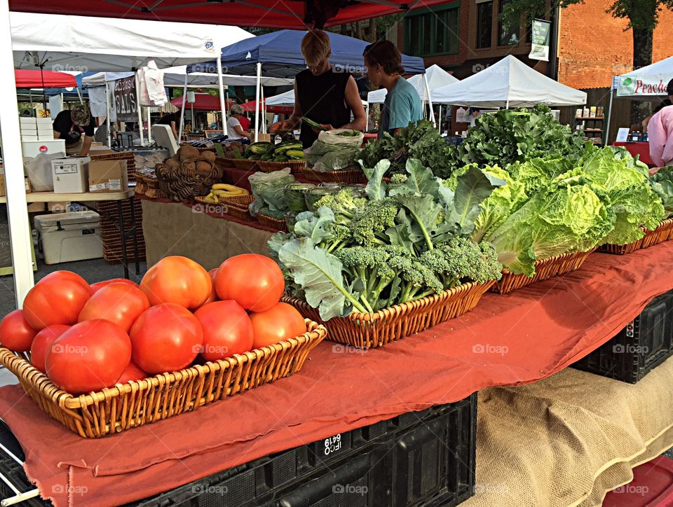 Vegetables at a Farmer's Market . Vegetables at a Farmer's Market