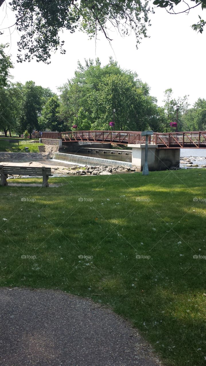 Bridge over the River. Morehouse Park, Owatonna, MN, USA