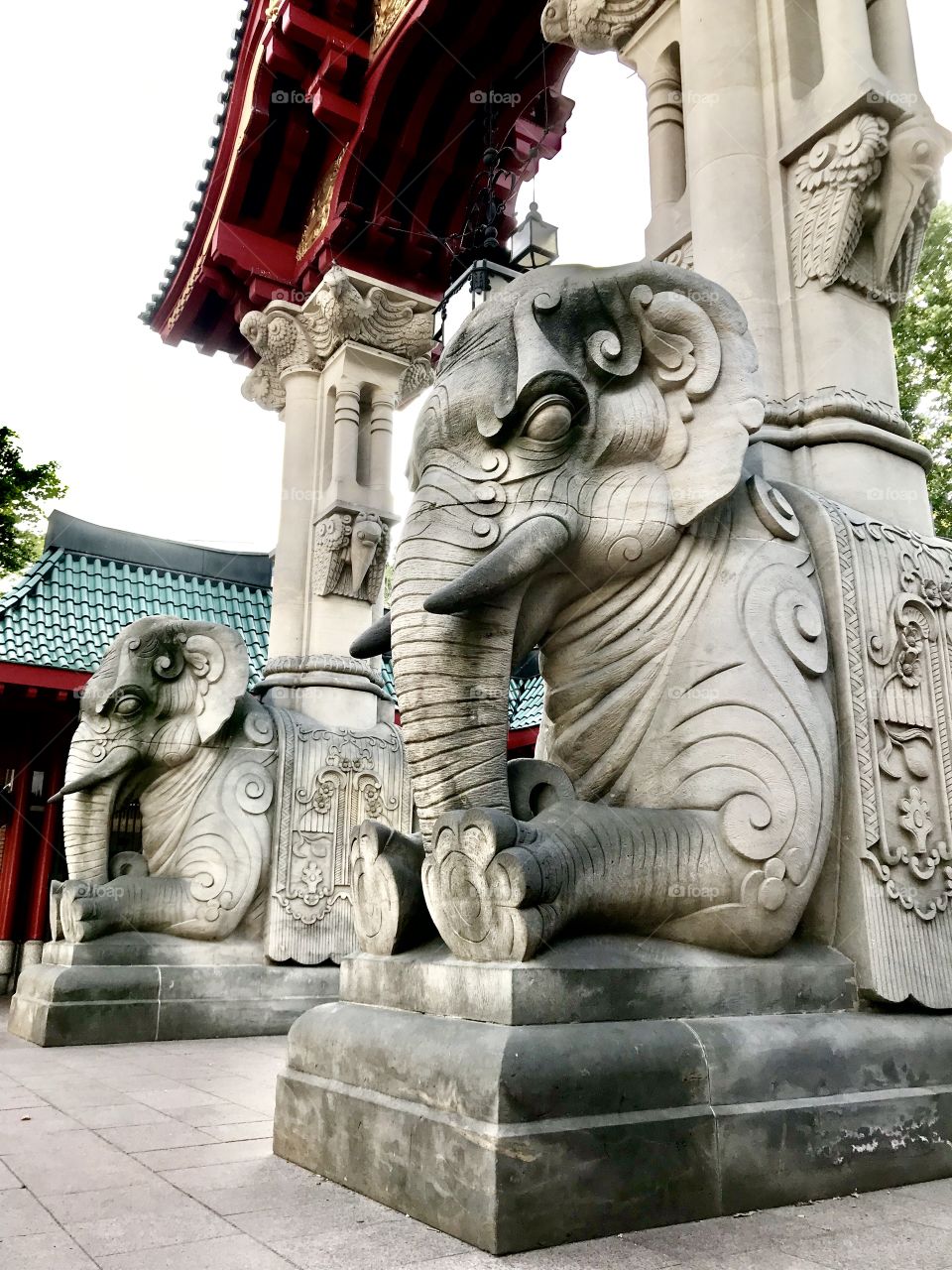Zoo Berlin, elephant, animals, majestic, statue, gate, asian, stone, travel, tourism