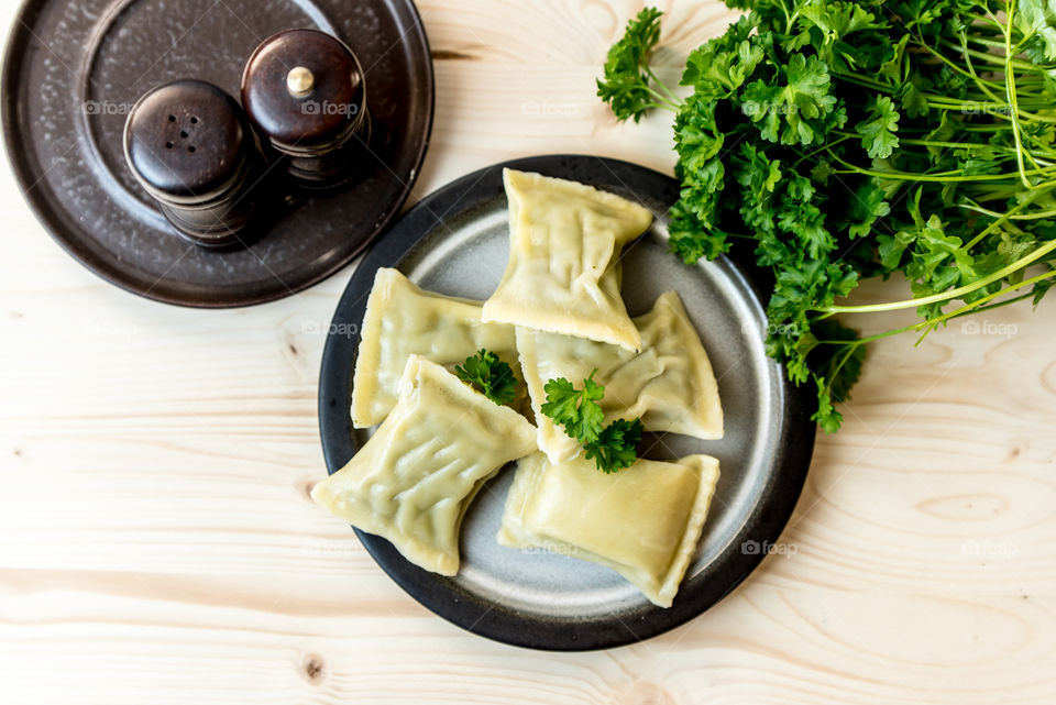 maultaschen, German traditional dumplings, view from the top