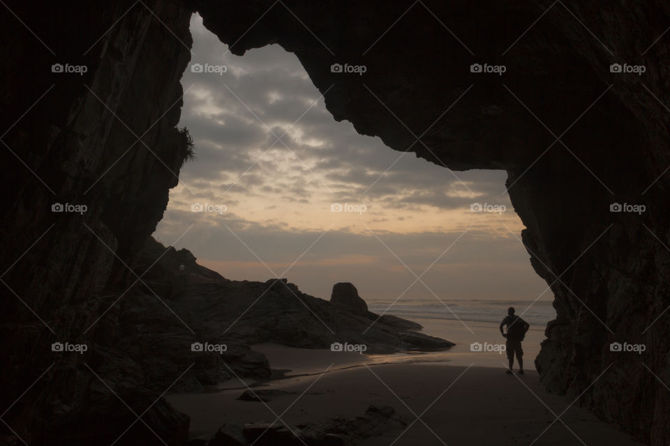 Man in the grotto.