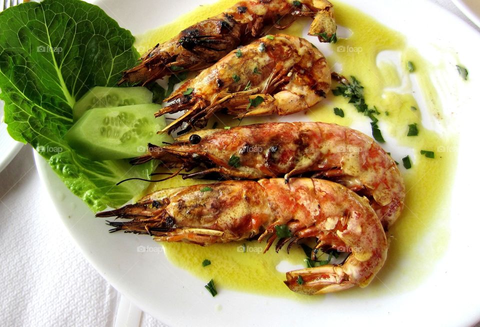 Plated Prawns 