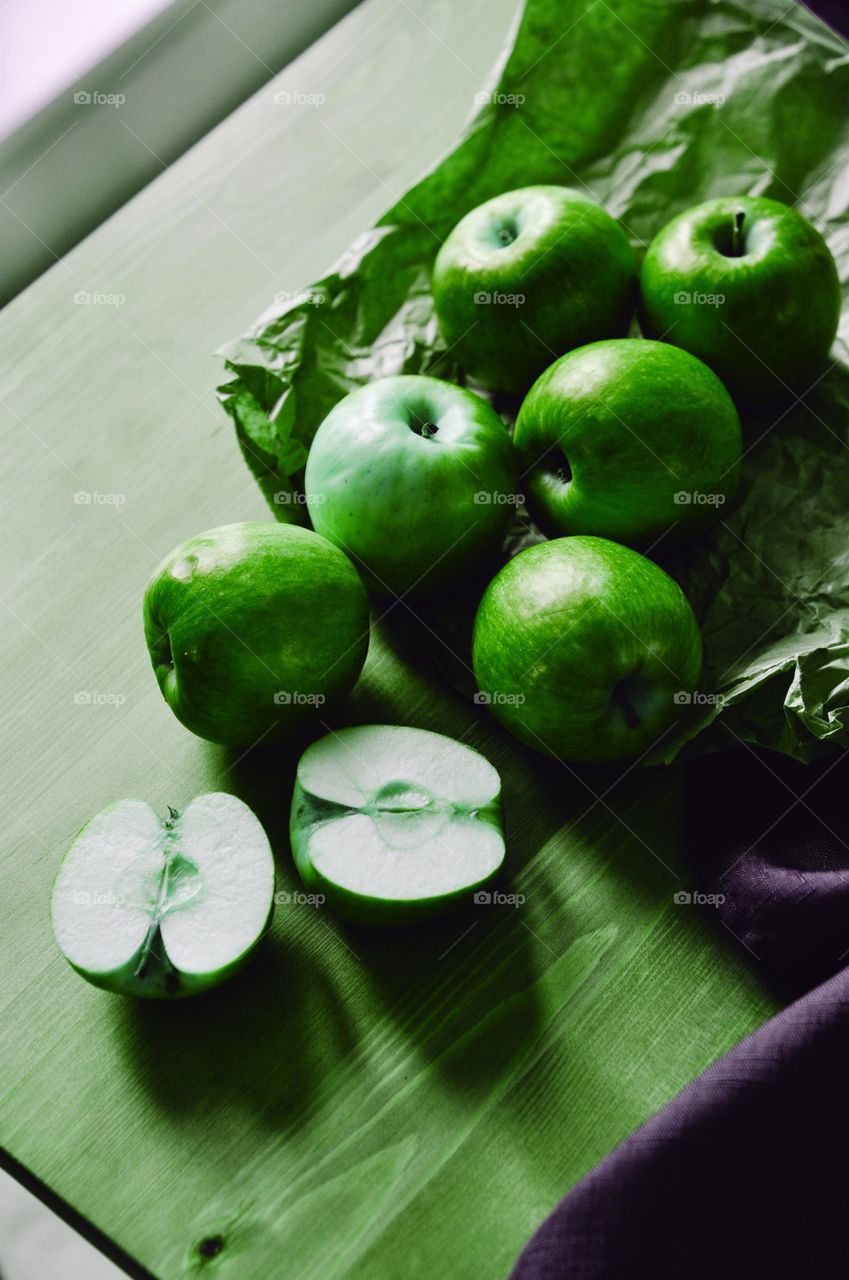 green apple fruits background
