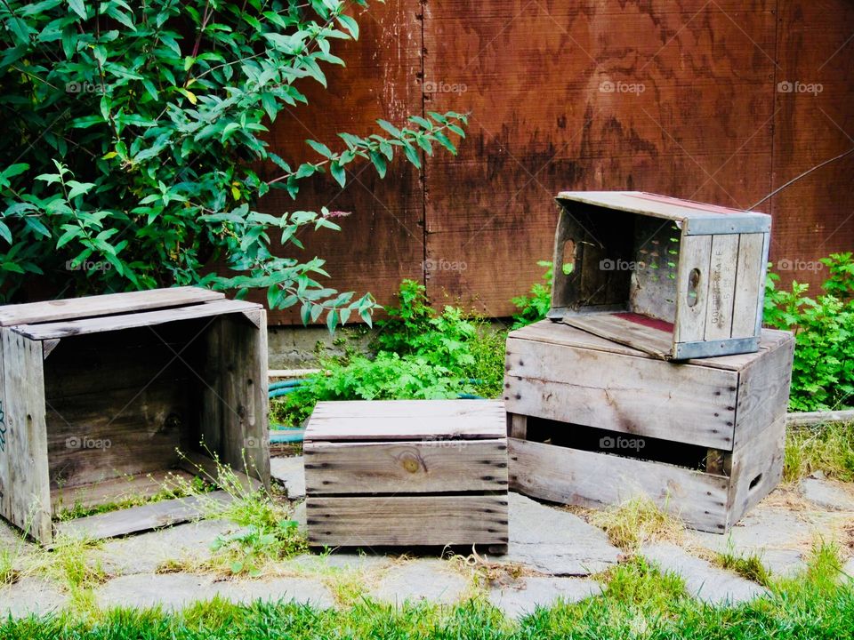 Old wooden crate boxes 