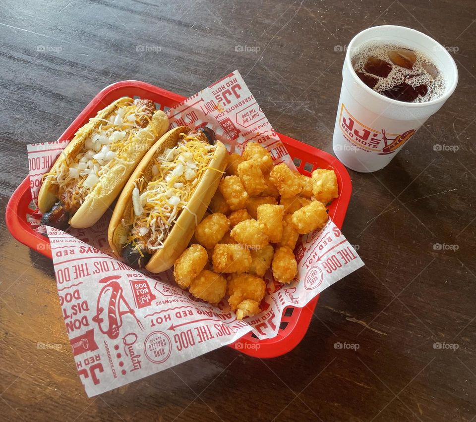 Chili Dogs and Tater Tots at JJ’s Red Hots I’m Charlotte, NC