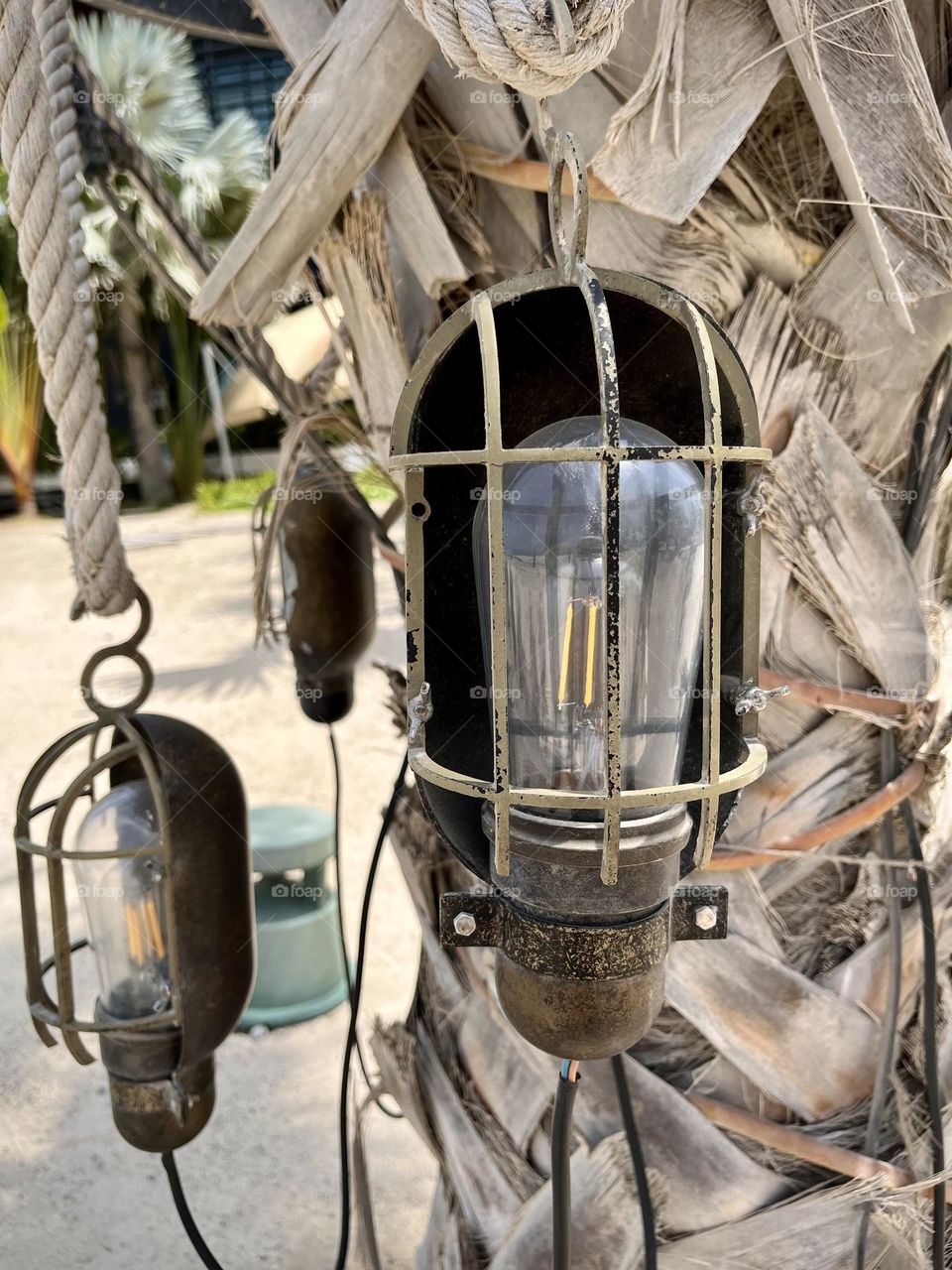 Close-up of lanterns with bulbs