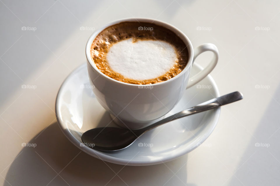 Morning coffee on white background