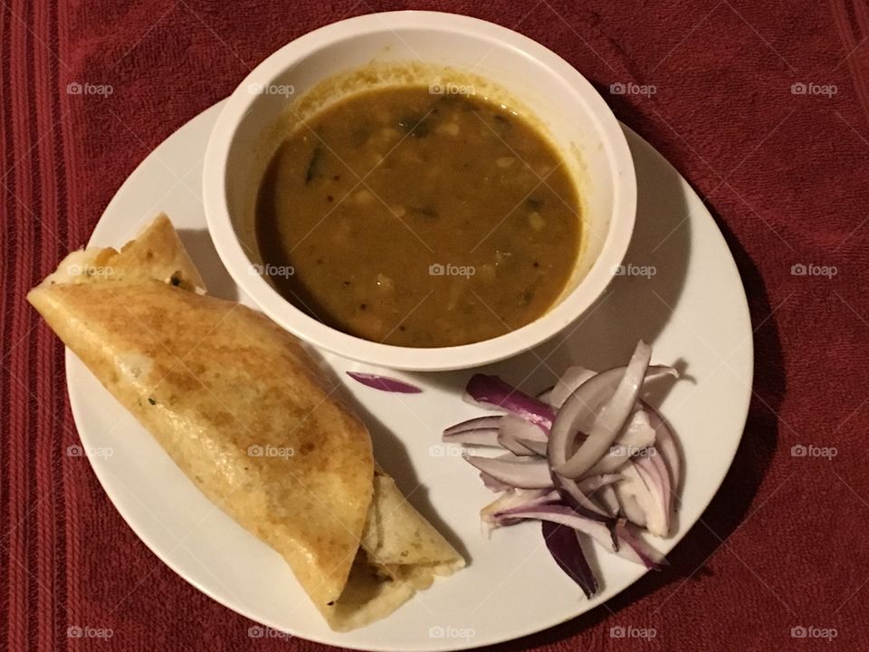 Dosa-sambhar: an South Indian cuisine 