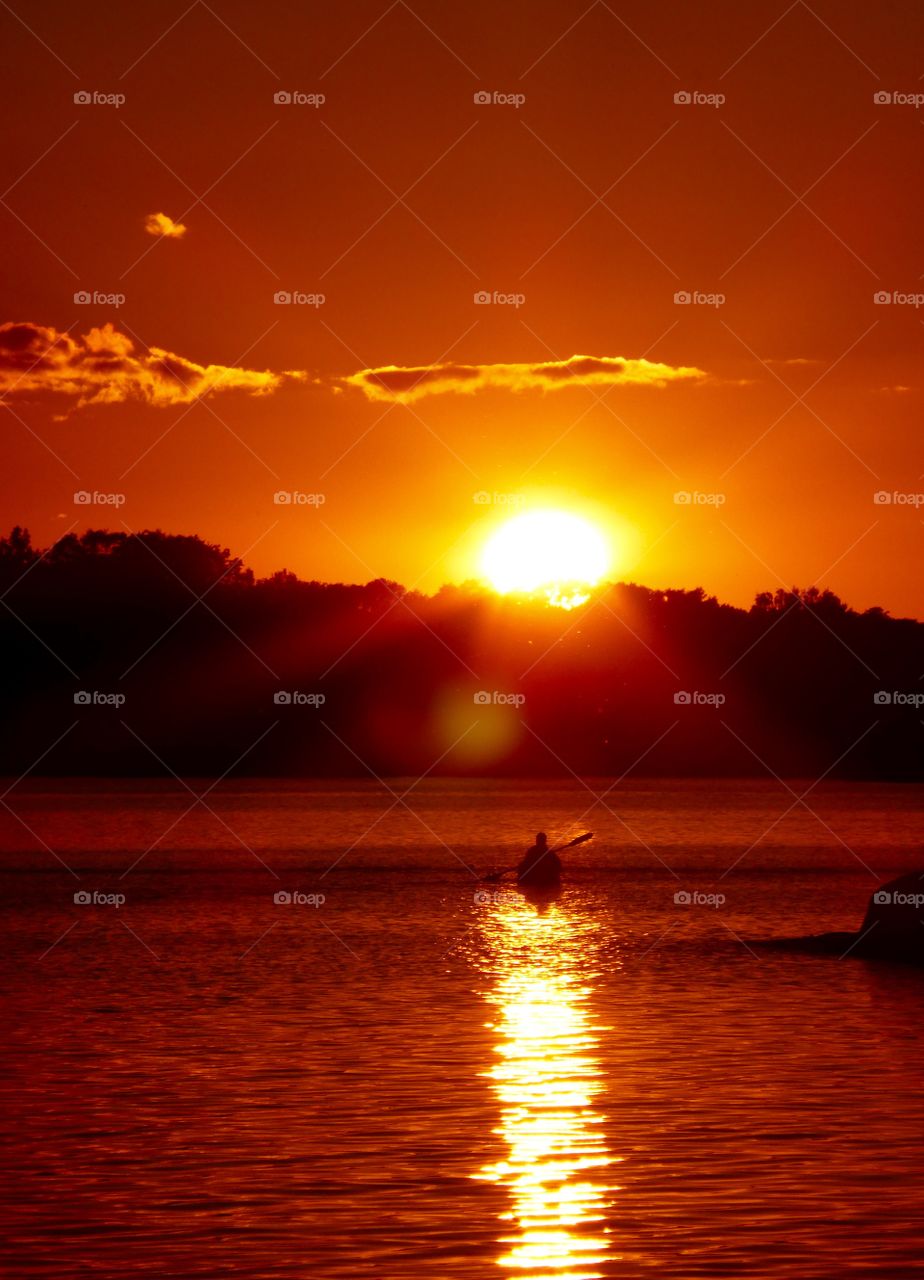 Canoe in the sunset