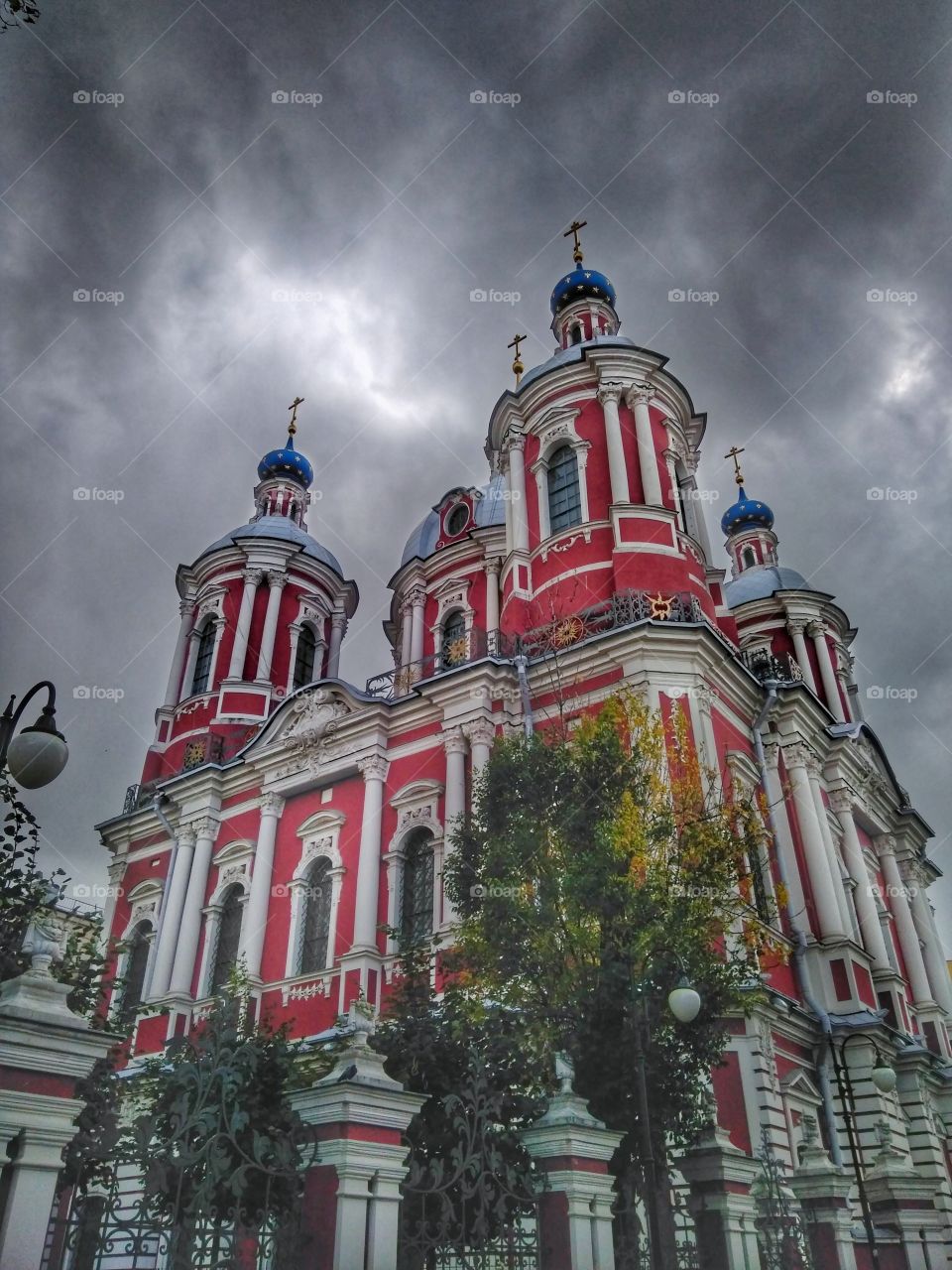 Clouds over the red cathedral