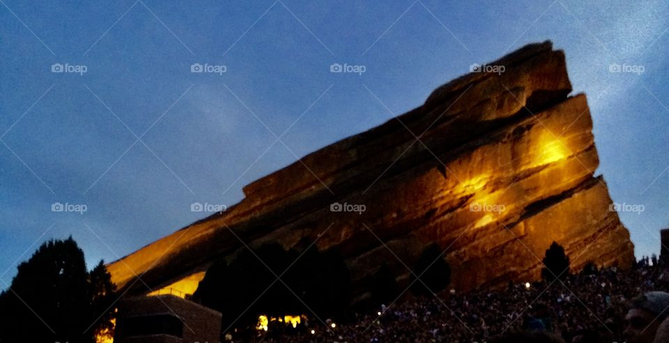 Red Rocks Amphitheater in Colorado. Pre Concert Sundown Dusk Vibes.