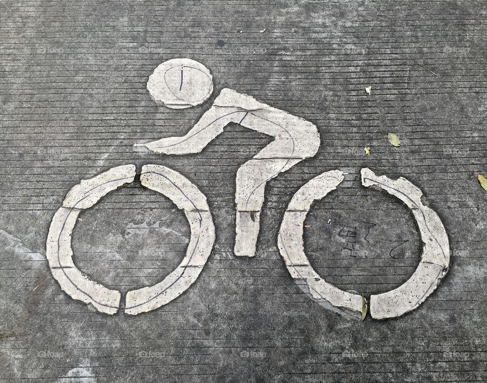 Bicycle Symbol on Shenzhen Pavement in China
