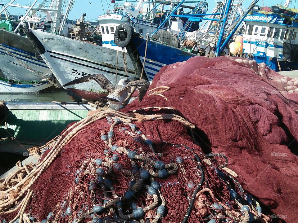 Fishing nets next to the port