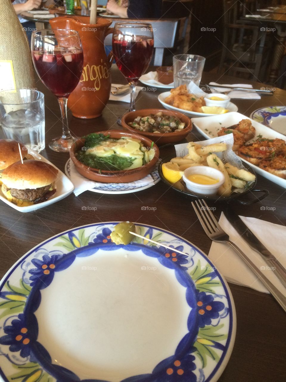 A selection of delicious tapas at a Spanish restaurant 