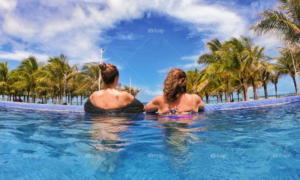 Two women in the pool