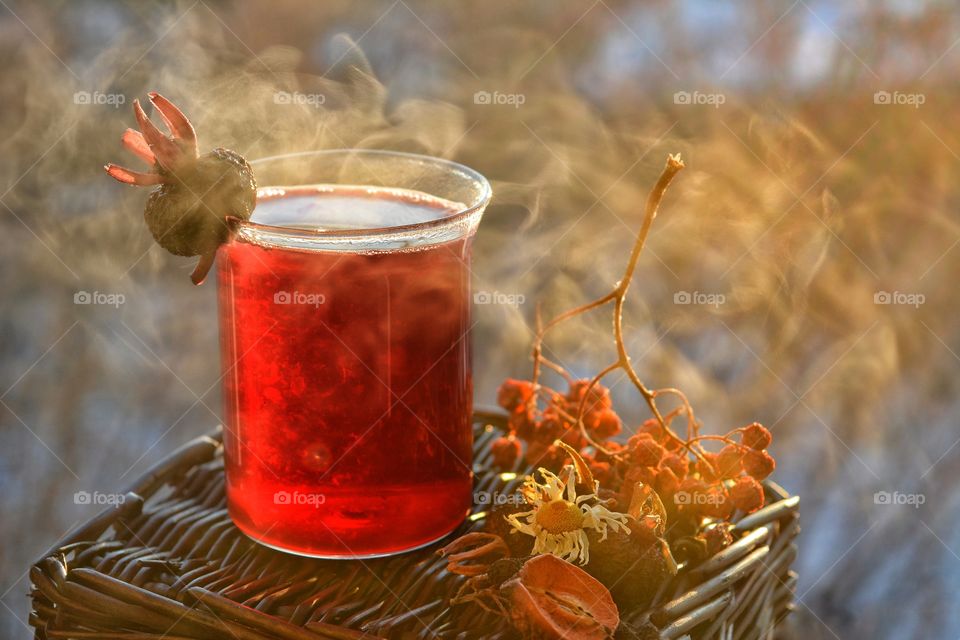 Hot tea in jar