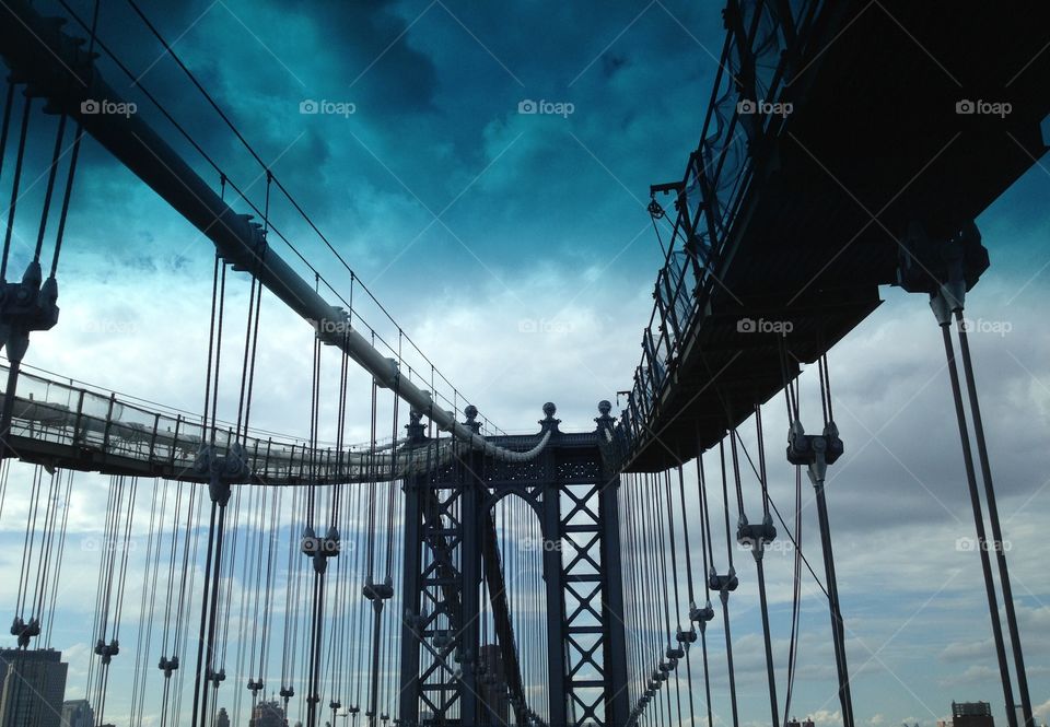 Manhattan Bridge blue sky